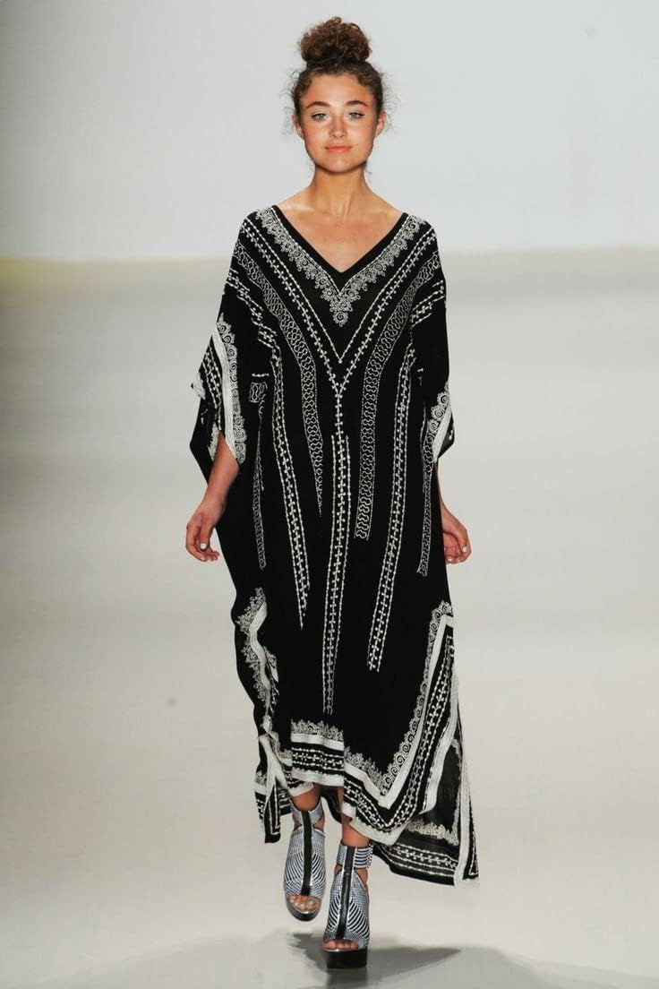 Venasha Womens Caftan Floral Print Kaftan Dress Short Sleeve Swimsuit Cover up Loungewear for Summer - Image 2