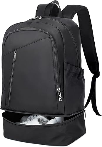 seyfocnia Mochila de gimnasio, mochila con compartimento para zapatos Mochila deportiva, Negro -, Mochilas Daypack