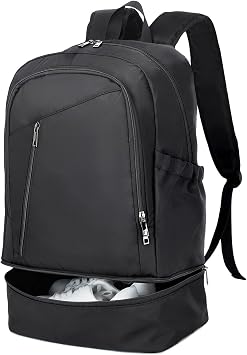 seyfocnia Large Gym Backpack for Men,Waterproof Travel Backpack With Shoe Compartment Lightweight Sports Gym Bag Casual Daypack, Black