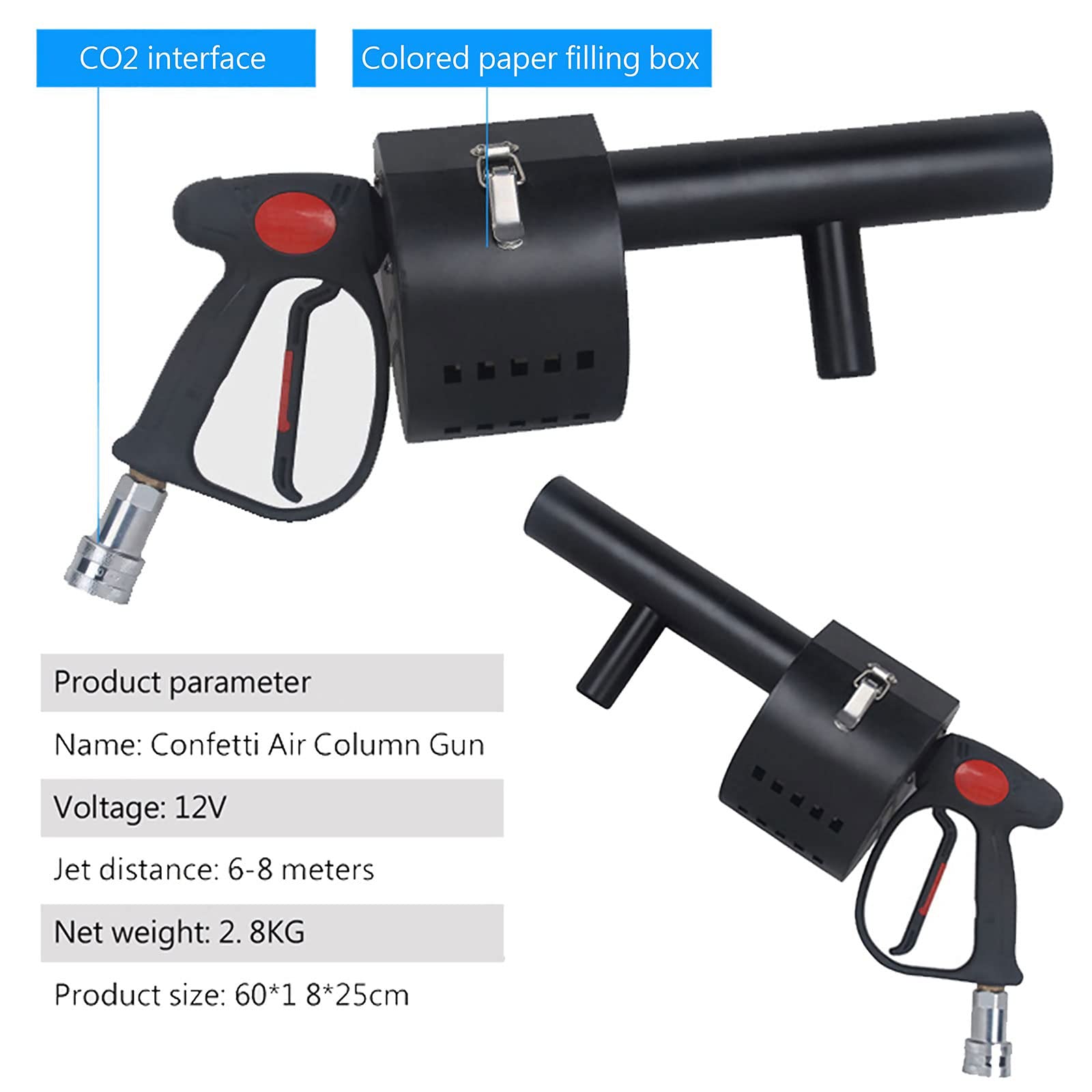 Macchina del fumo, generatore portatile di nebbia CO2 palmare con effetti di luce LED colorati per feste e palcoscenici, ideale per eventi e intrattenimento