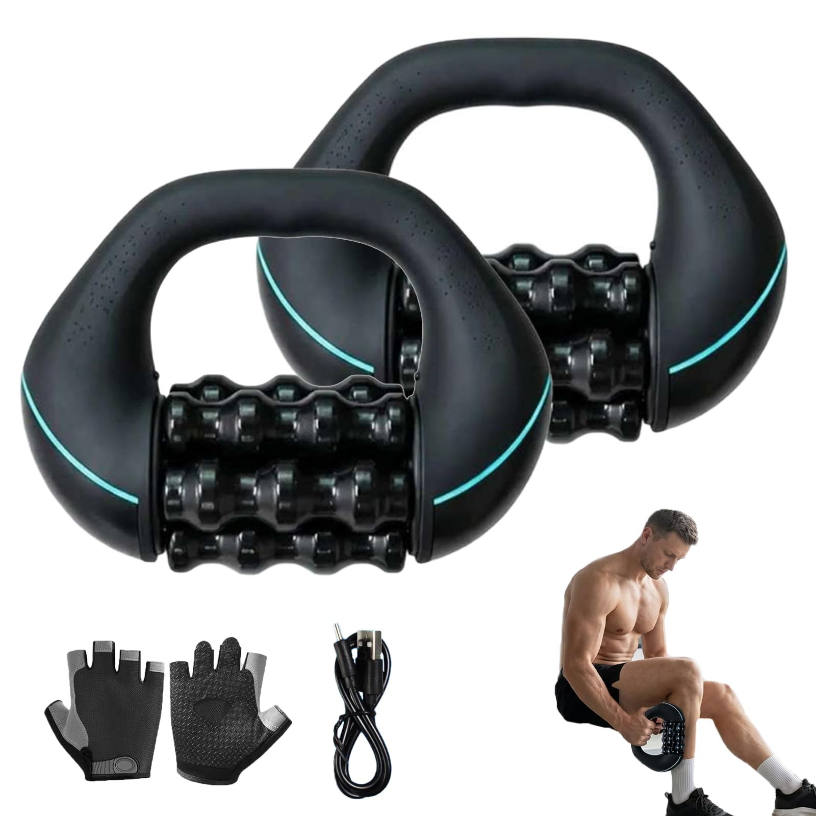 Massageroller Elektrisch - 3 Stufen, Handmassagegerät mit 24 Massageknöpfen, Faszienrolle Elektrisch für Tiefengewebe, für Rücken, Schulter, Beine (1PCS)