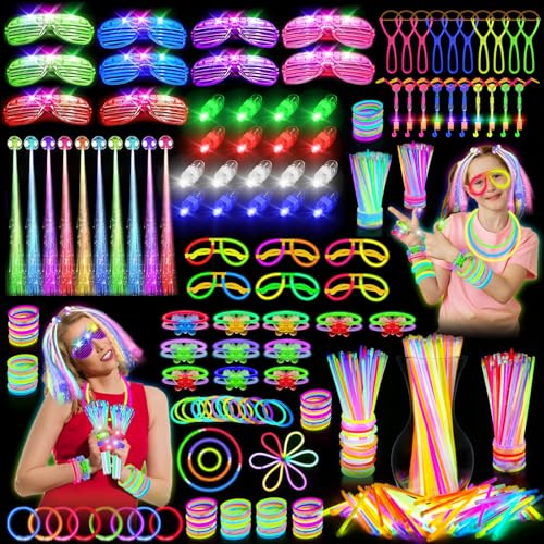 OLUPP Glow in the Dark Party Supplies, 264 PCS Light Up Party Favors with LED Glasses,Glow...
