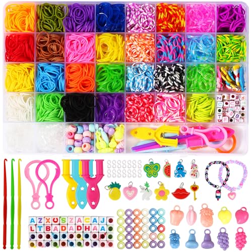 LUZOON Pulseiras de borracha elásticas coloridas, 2500 borrachas para fazer pulseiras meninas 30 cores kit para fazer pulseiras e colares (30 cores)