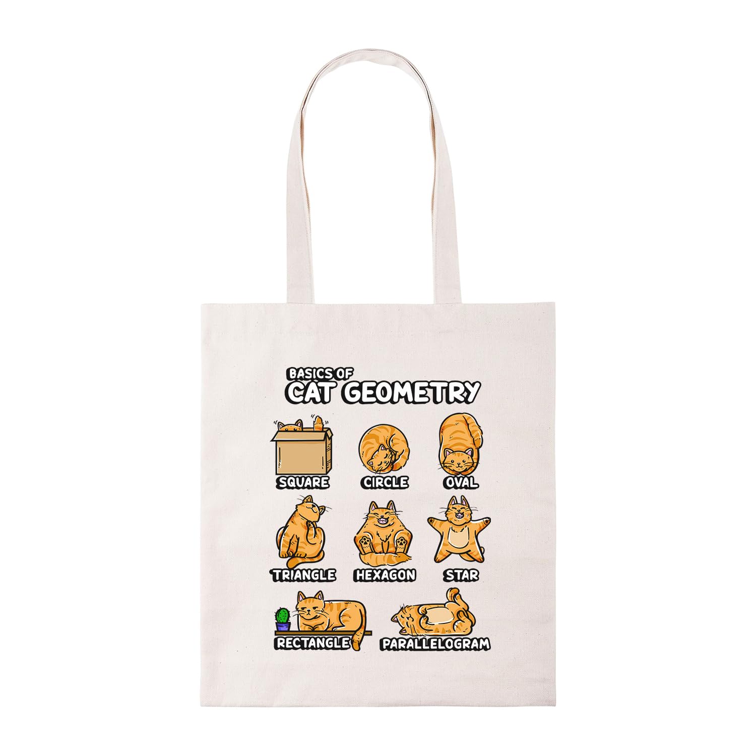 New Spirit Original Cat Geometry, cats cute cool animal animals meme novelty tote bag cotton shopper shopping bag reusable bags