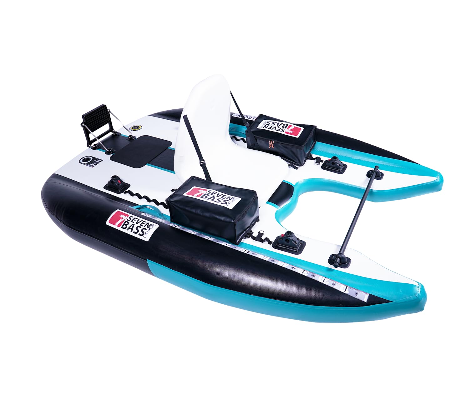 Seven Bass Flatform XL – Float Tube Drop Stitch XXL Ultra Rigide – Pêche Debout – Siège Aero-Nest – Support Moteur – 245 x 170 cm