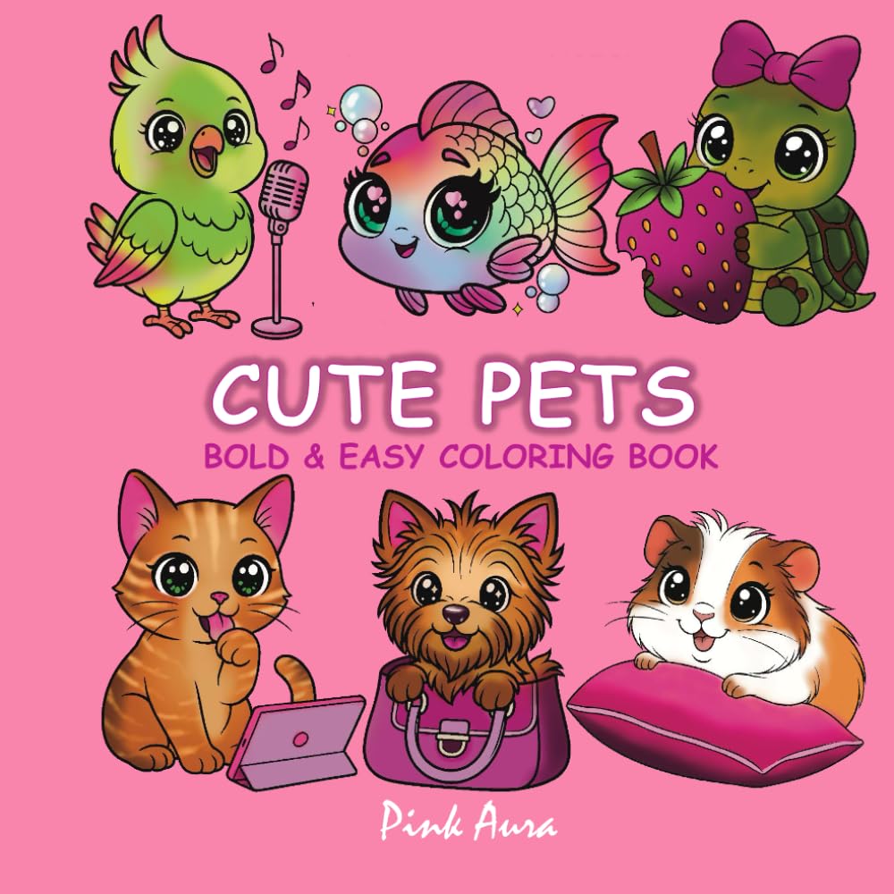 CUTE PETS: BOLD & EASY COLORING BOOK