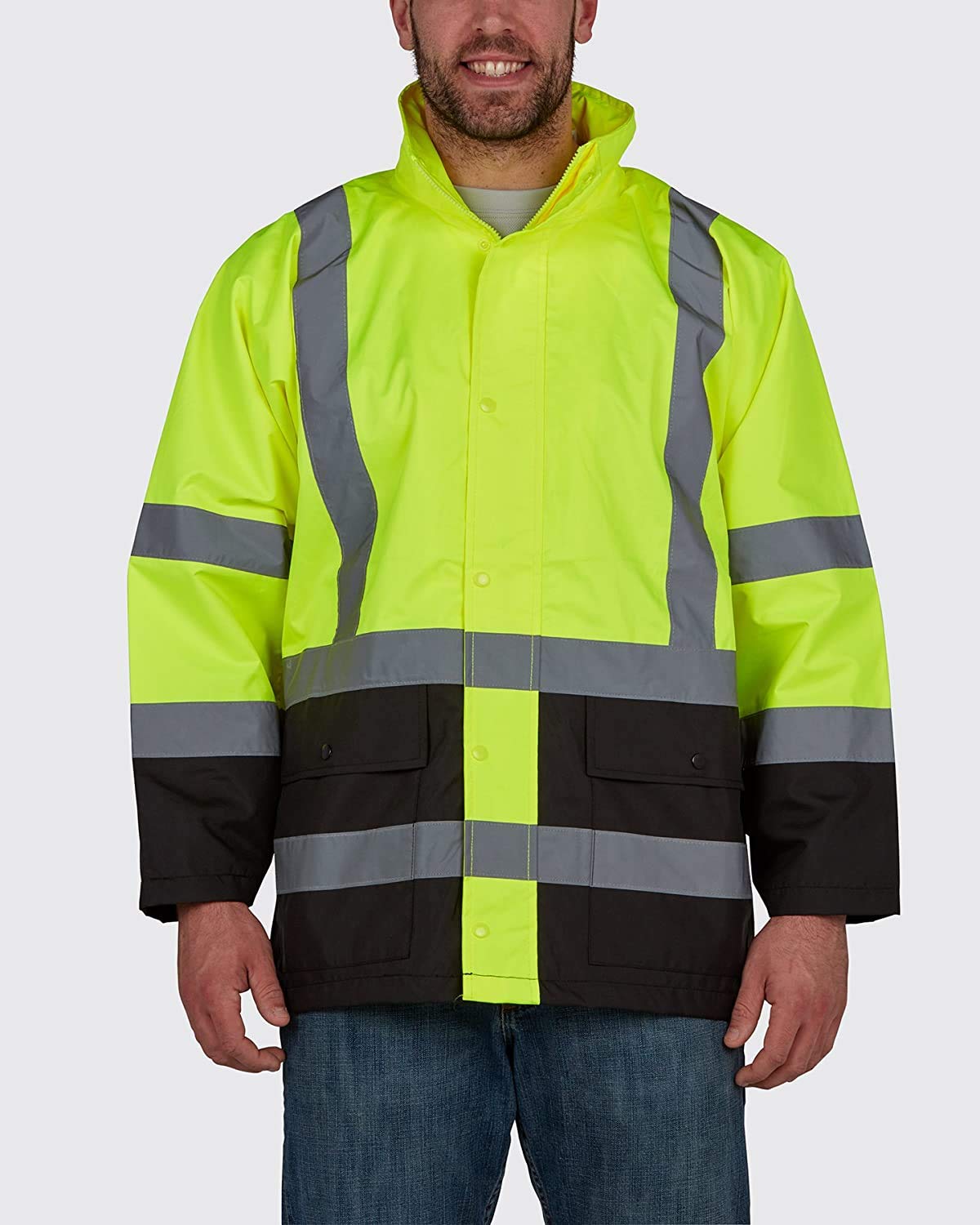 Utility Pro, Hi-Vis Reflective Waterproof Rain Jacket (Lime) (L)