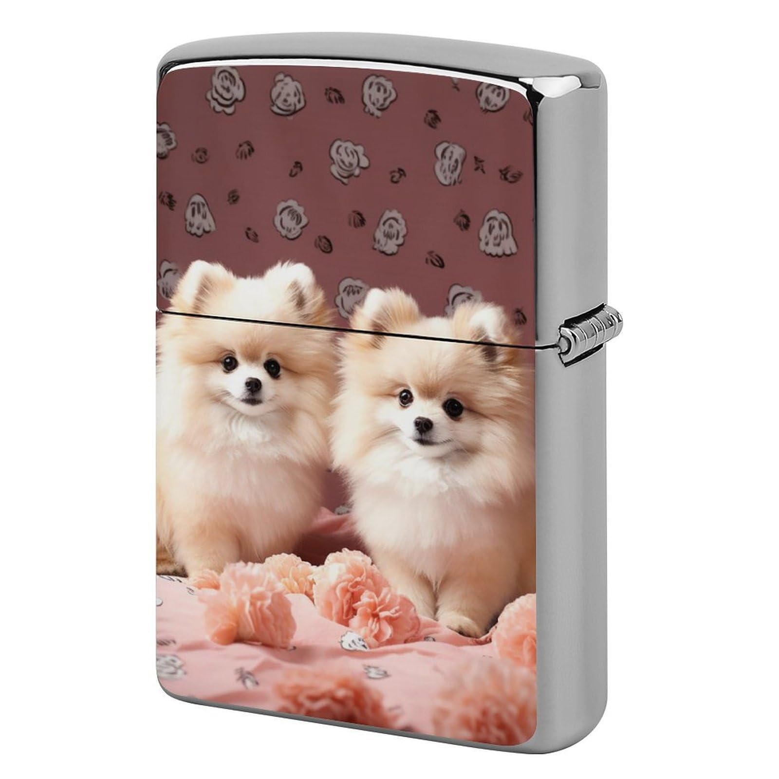 Pomeranians Puppies and Point Lighter Case for Men, Personalized Lighter Cover for Valentine's Day Gifts, Flip-Top Lighters Shell for Outdoor, Portable Lighters Protective Sleeve