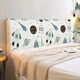 Fansu Copertura Testiera Letto Singolo/Matrimoniale, Stampa Animale Elastica Antipolvere all-Inclusive Copertura per testiera per Letto, Decorazione per Camera da Letto (120cm,Alieno)