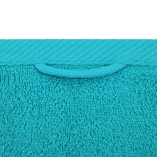 BaSaTex - 4er Pack Handtuch Set für Haushalt & Gäste - Frottee-Handtücher mit Aufhängeschlaufe aus weicher Baumwolle in 50x100cm - Waschtücher für Bad Öko-Tex Made in Green - Türkis – Bild 4