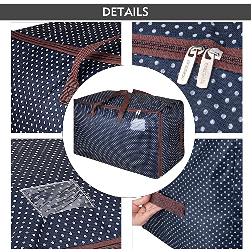 DOKEHOM 105L Large Underbed Clothes Storage Bag with Zip, Moisture Proof (Blue)