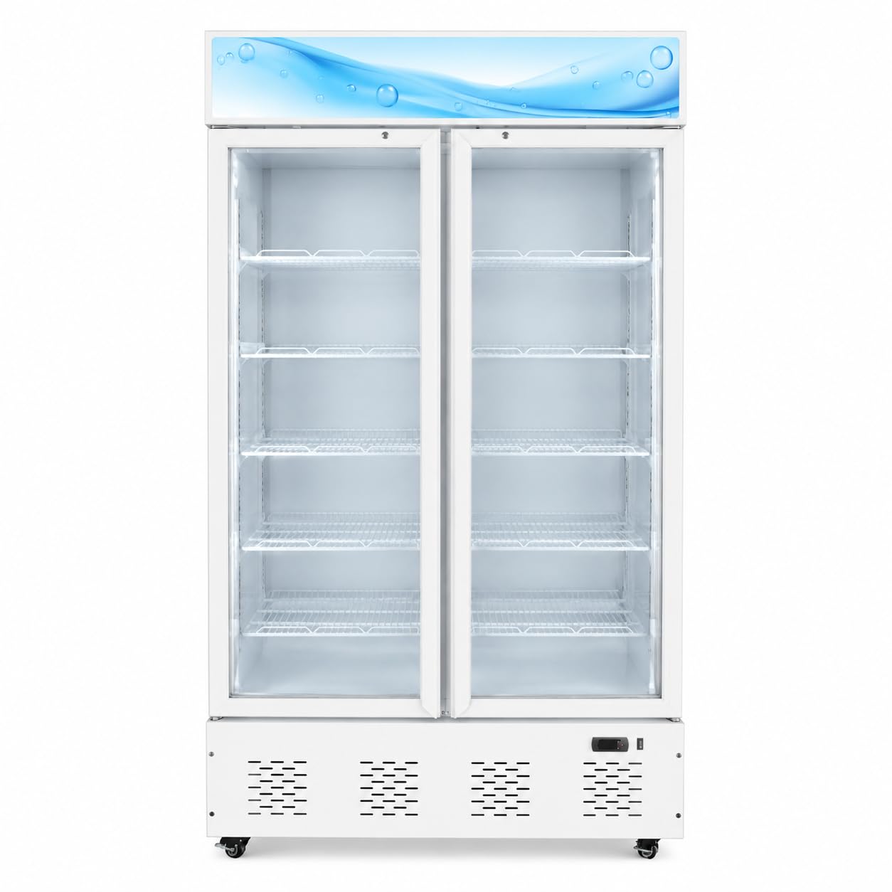 Commercial Beverage Refrigerators, 30 Cu.ft Glass Door Refrigerator with LED Light and 10 Shelves