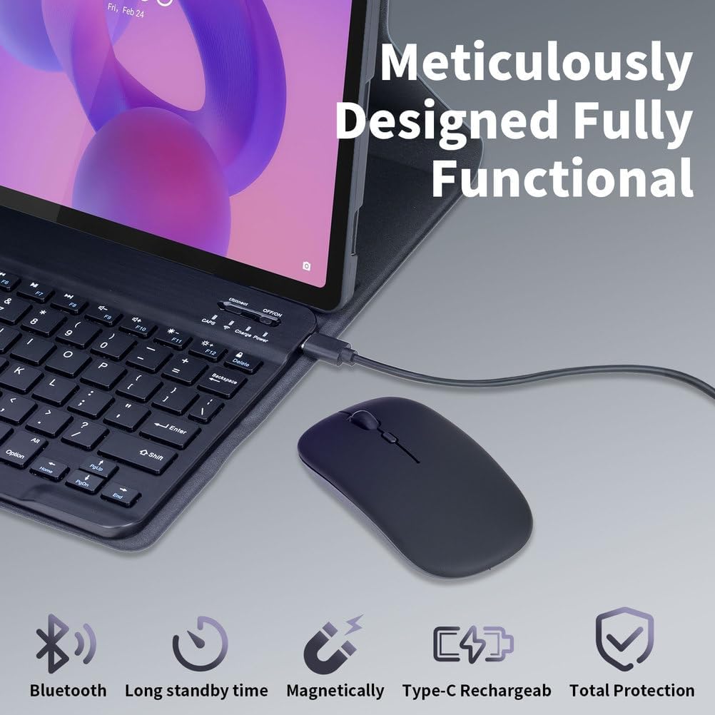 Keyboard Case for Lenovo Idea Tab 11-inch 2025 Models (TB-336ZU/TB-336FU), Detachable Wireless Bluetooth Keyboard, Ultra-Thin Multi-Angle Cover with Mouse,Black