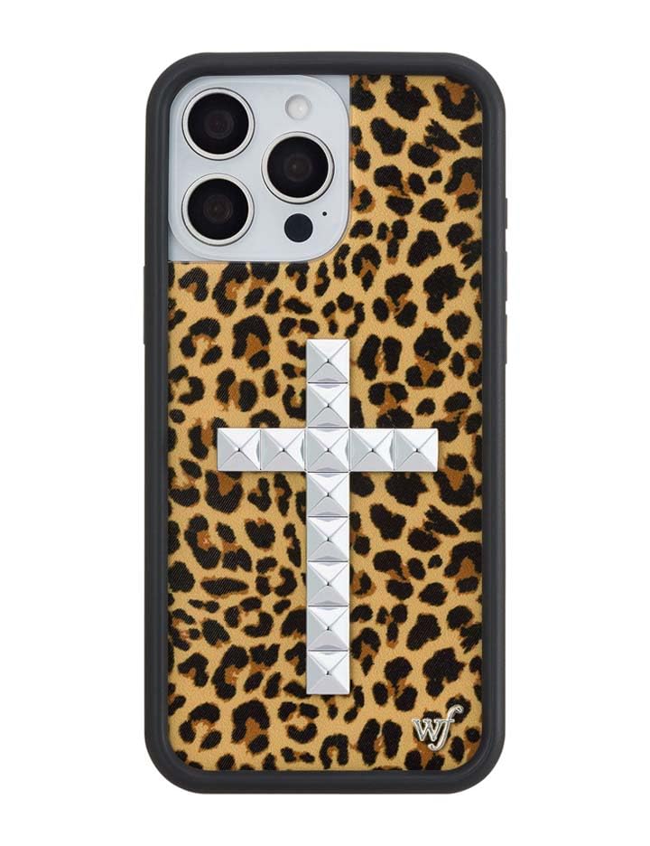 Image of Wildflower Cases - Compatible with iPhone 16 Pro Max | Protective Black Bumper, 6.5ft Drop Test Certified, Women Owned Small Business | Stud Cross Meow