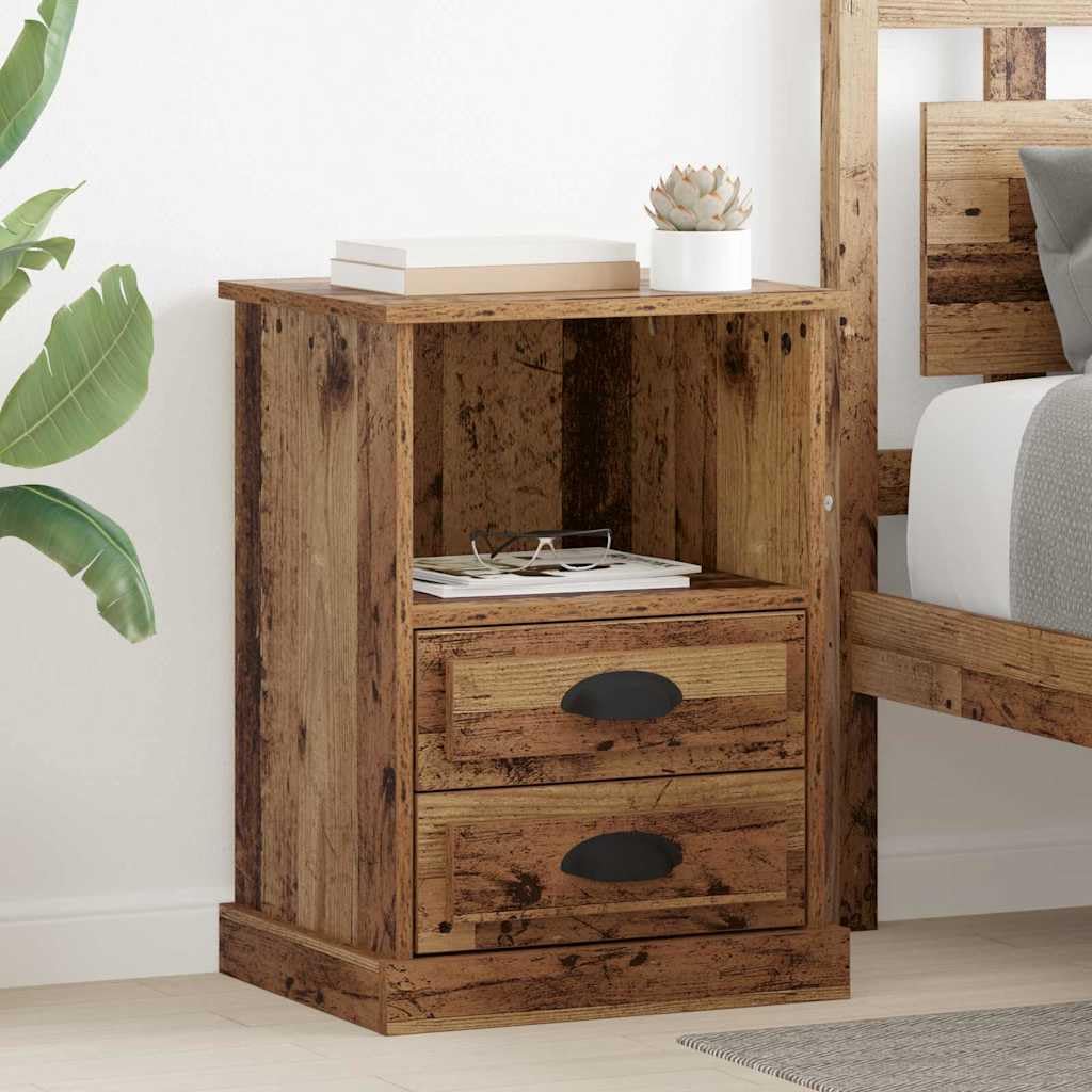 Table de chevet en bois vieilli en lot de 2 pour résoudre le manque de rangement