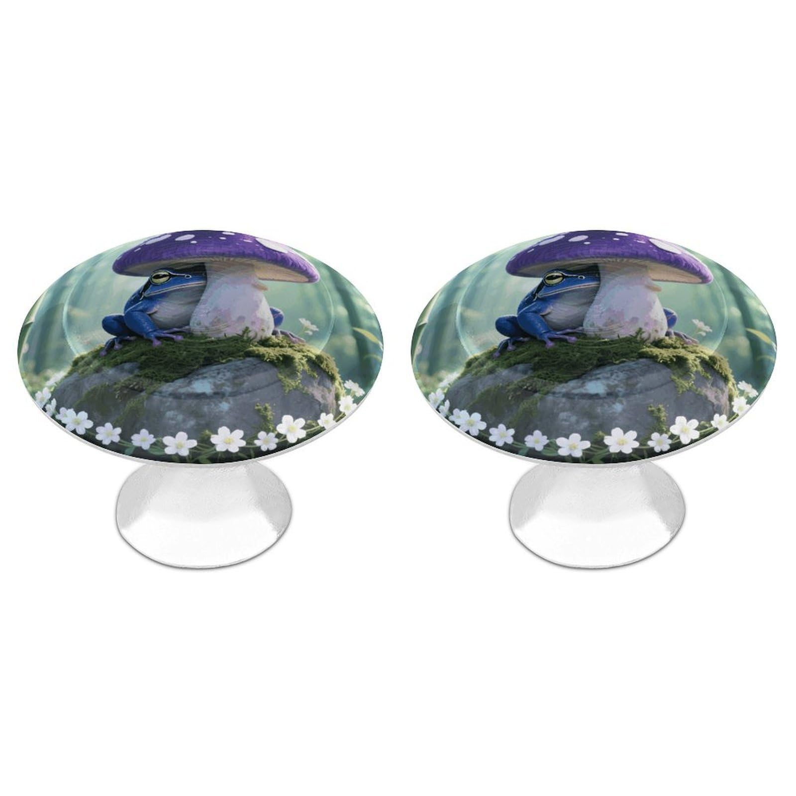 Maccbn Style-8 2 Pack 1.1"Round Frog Mushroom Aesthetic Drawer Knob Stainless Steel Kitchen Cabinet Knob Pulls With Screws Hardware Decorative Handles Knobs For Dresser Cupboard Closet Door Wardrobe Easy Install