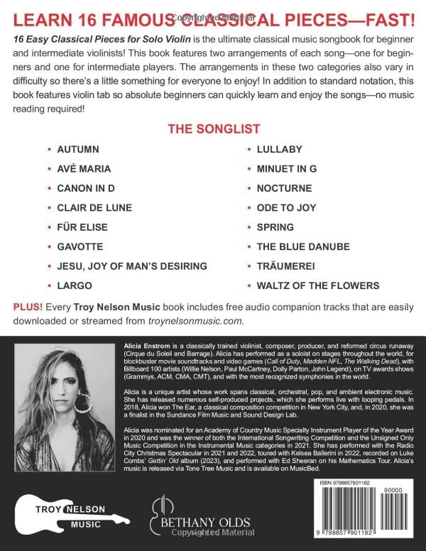 16 Easy Classical Pieces for Solo Violin: Beginner and Intermediate Arrangements of Every Song--Bach, Beethoven, Chopin, and More! (16 Easy Violin Songs) - Image 2