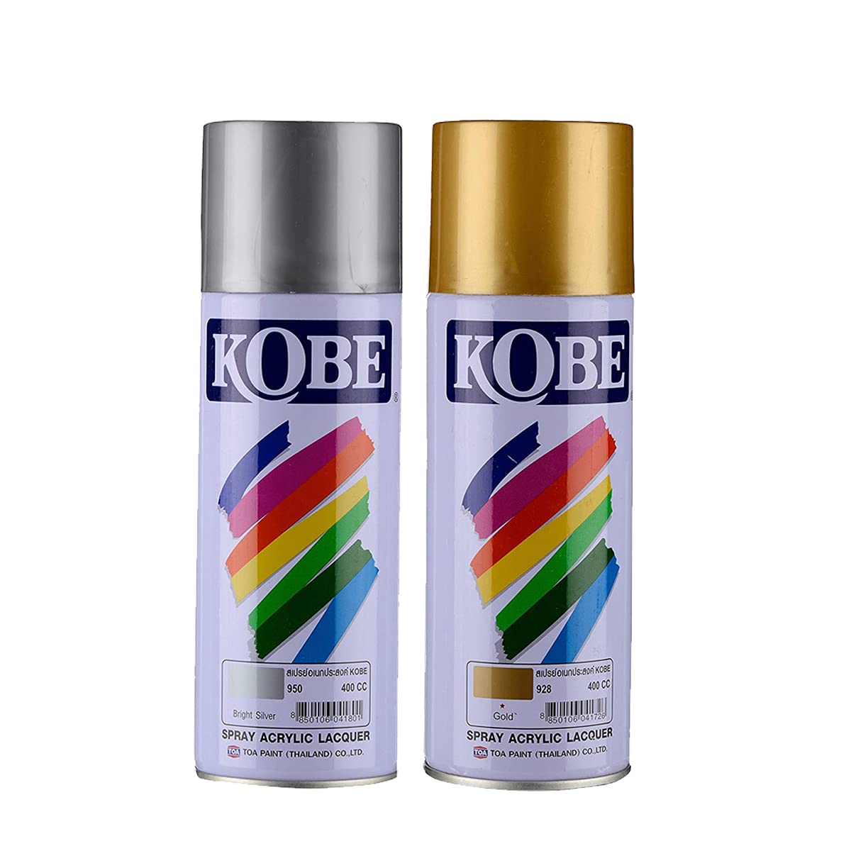 Kobe Acrylic Spray Paint Combo (Silver & Gold) (400 ml),Multicolor
