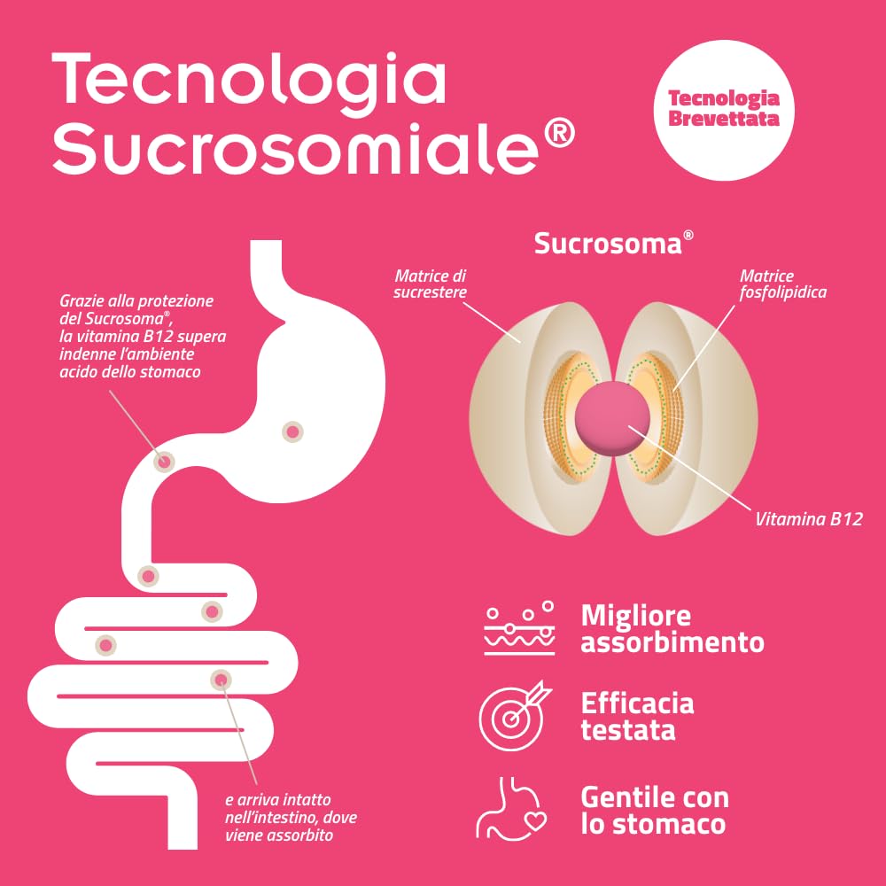 Sidevit® B12 Integratore alimentare con Tecnologia Sucrosomiale®, Alta Concentrazione, Supporto Stanchezza e Sistema nervoso, Per chi ha una alimentazione Vegana, 20 Bustine orosolubili, Pharmanutra