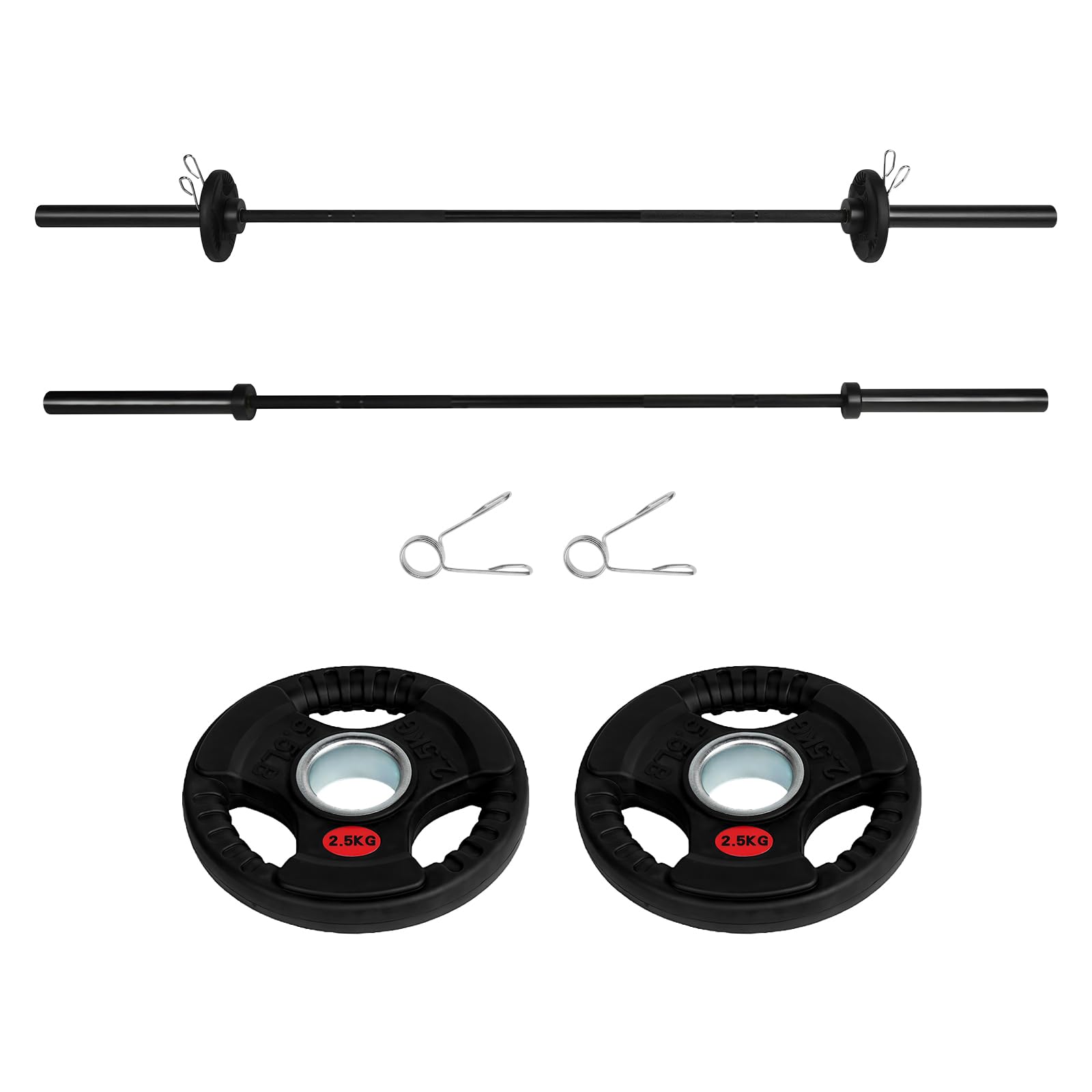 ALLINLIFE Barra Olímpica Ø50mm Recta de 1.5m, 1.8m y 2.2m Compatibles con Discos de Ø50mm - Barra de Halterofilia para Gimnasio con Cierres de Resorte