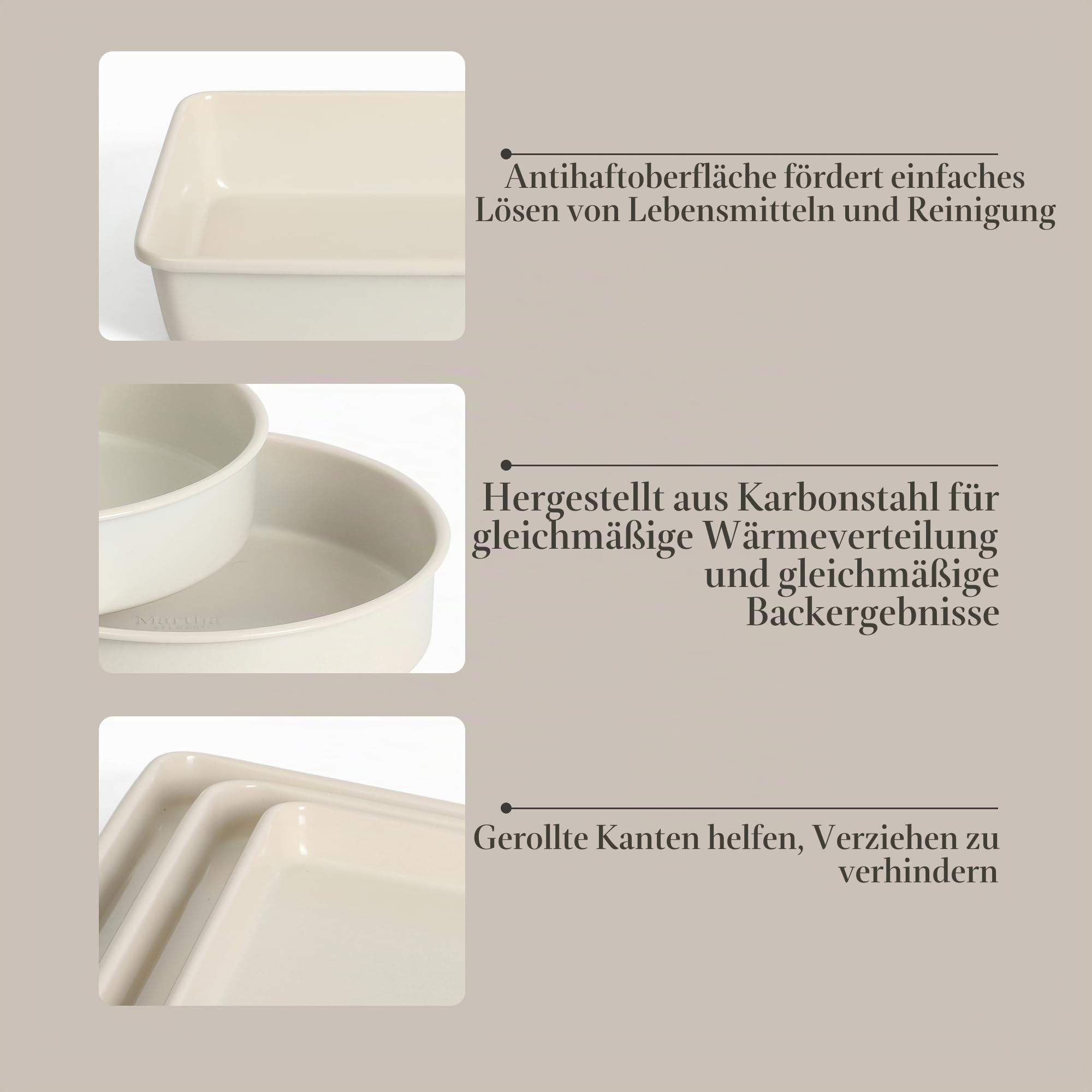 Martha Stewart Gallen 10-teiliges Backformen-Set aus Keramik, PFA-frei, ungiftig, antihaftbeschichtet, Leinenweiß