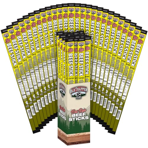 Image of Old Trapper Deli-Style Sausage Sticks, Teriyaki Flavor, 1.75-Ounce Individually Wrapped Packages, 10 Grams of Protein per Serving (Pack of 26)
