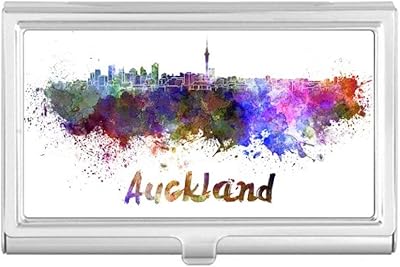 Auckland New Zealand City Watercolor Business Card Holder Case Pocket Box Wallet