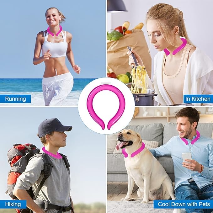Veemok Wearable Neck Cooler Ice Ring – Reusable Cooling Tube & Neck Wrap for Hot Weather & Summer Heat (Multicolor) (Pack-1) 3