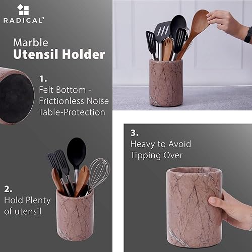 Miniatura 4 de Radicaln Organizador de Utensilios de Mármol Caja de Cucharas para Encimera Marinara Juego de Utensilios de Cocina Hecho a Mano Organizador -