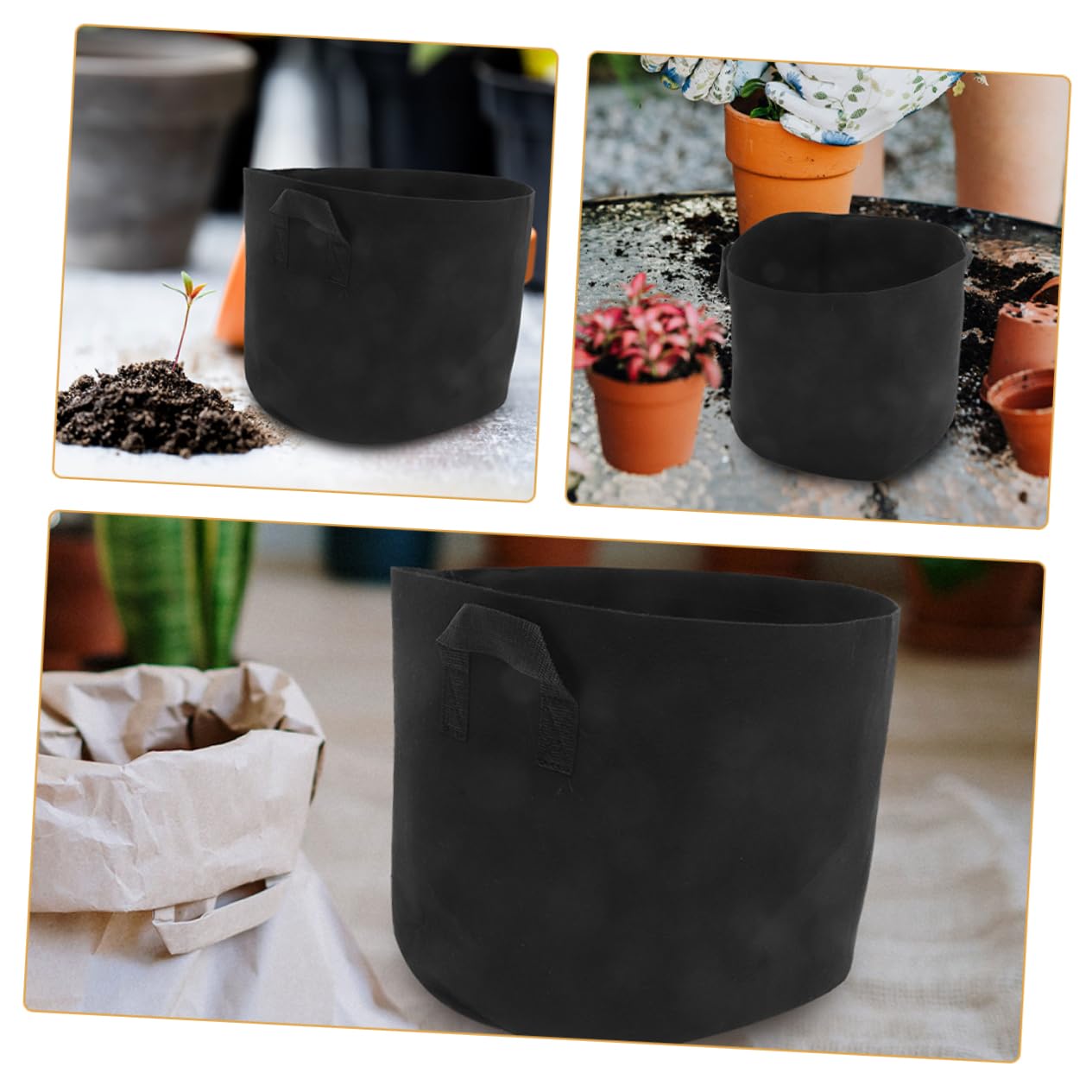 3 Piezas Bolsas de Cultivo para Plantas de Jardinería Unidades Macetas de Tela No Tejida para Plantación