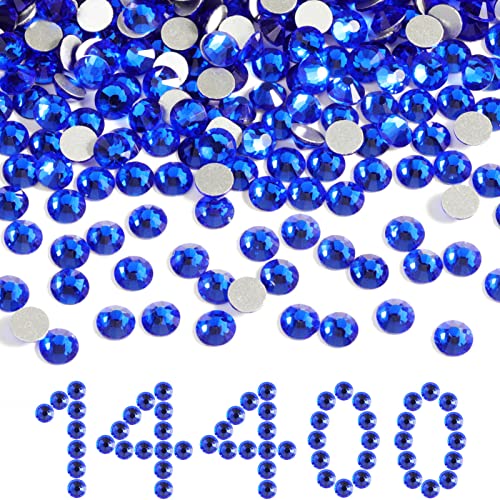 Image of Beadsland Flatback Rhinestones Bulk,14400pcs Royal Blue Rhinestones for Nails Crafts Clothes DIY Decoration, Sapphire, SS16, 3.8-4.0mm | Flatback Glass Gems for Nails Crafts Clothes DIY Decoration, Glue Fix, 3.8-4.0mm,Royal Blue