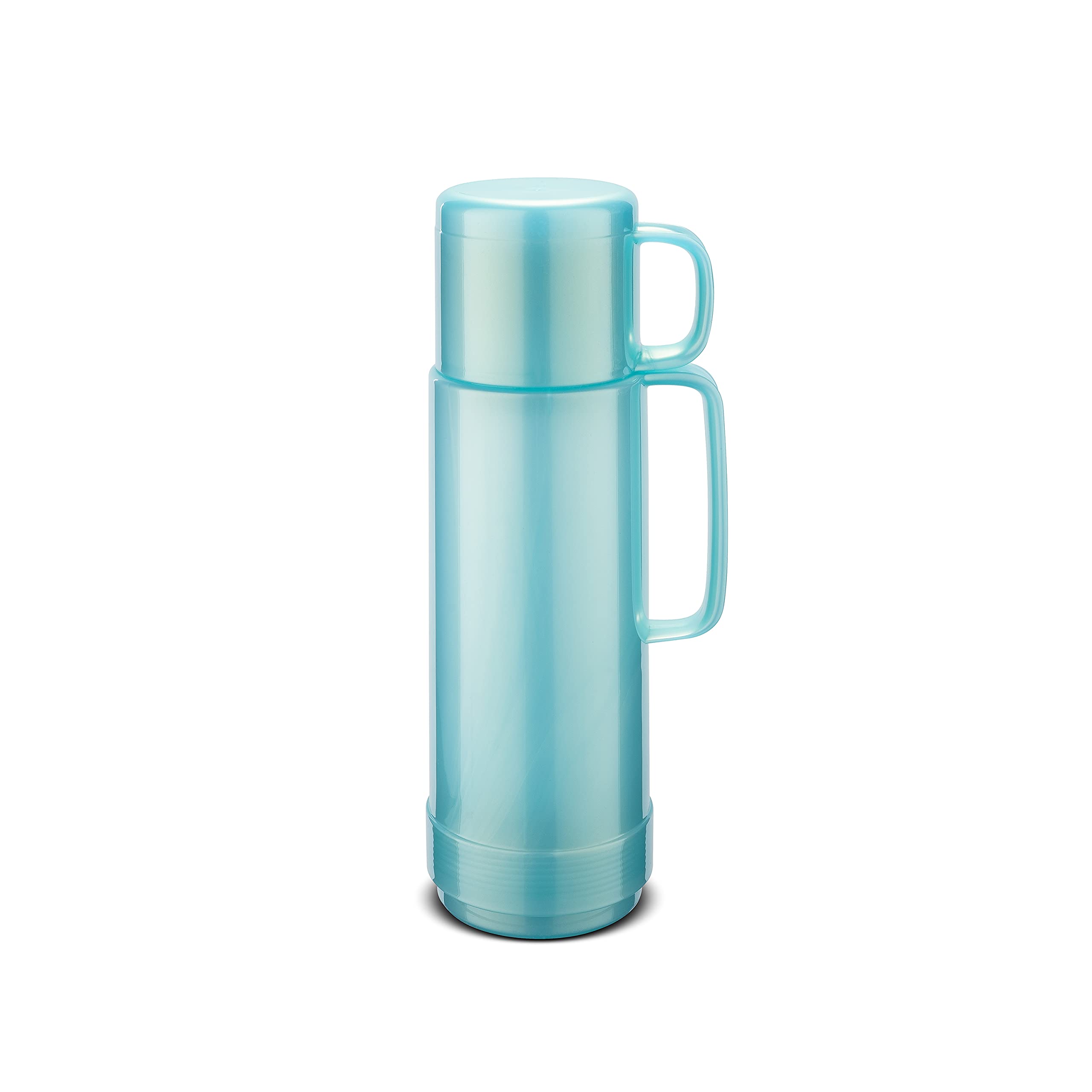 ROTPUNKT Isolierflasche 0,75 L mit integriertem Becher - Hochwertige Isolierkanne Made in Germany I Bis zu 24 h heiß & 36 h kalt (Andreas 80, Shiny Aquamarin)