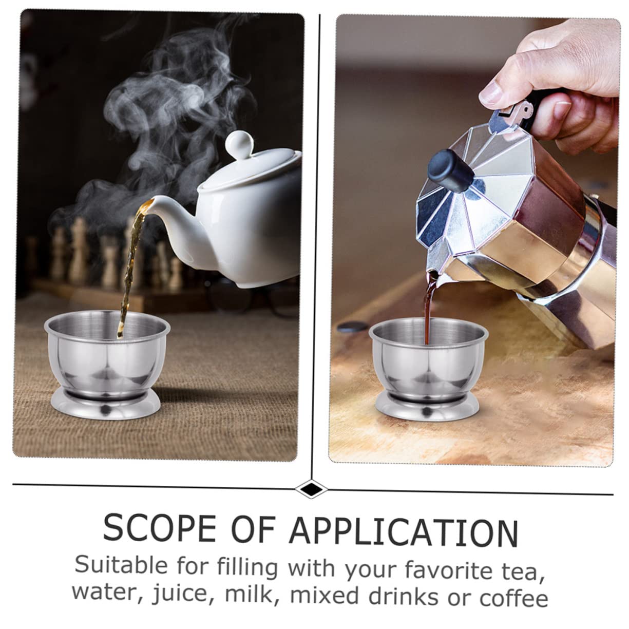 SOLUSTRE 4 Sätze Kleine Teetasse Rostfrei Tassen Faltbar Reisen Haushaltstea Becherbecher Aus Edelstahl Edelstahlbecher Teegeschirr Kaffeetasse Edelstahl Metallbecher Silber 2 Stücke * 4