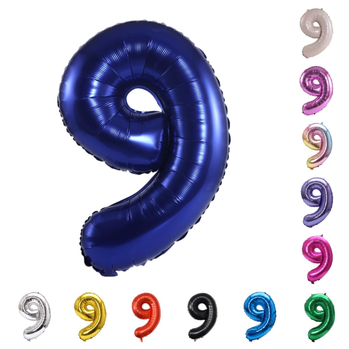 YPSelected 32 Inch Large Foil Helium Number Balloon Birthday Wedding Party 0-9 (Navy Blue, 9)