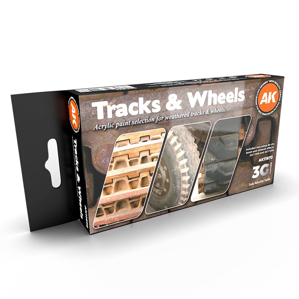 AK Interactive 3G Acrylic Paint Set - Weathered Track and Wheels (AK11672), Black