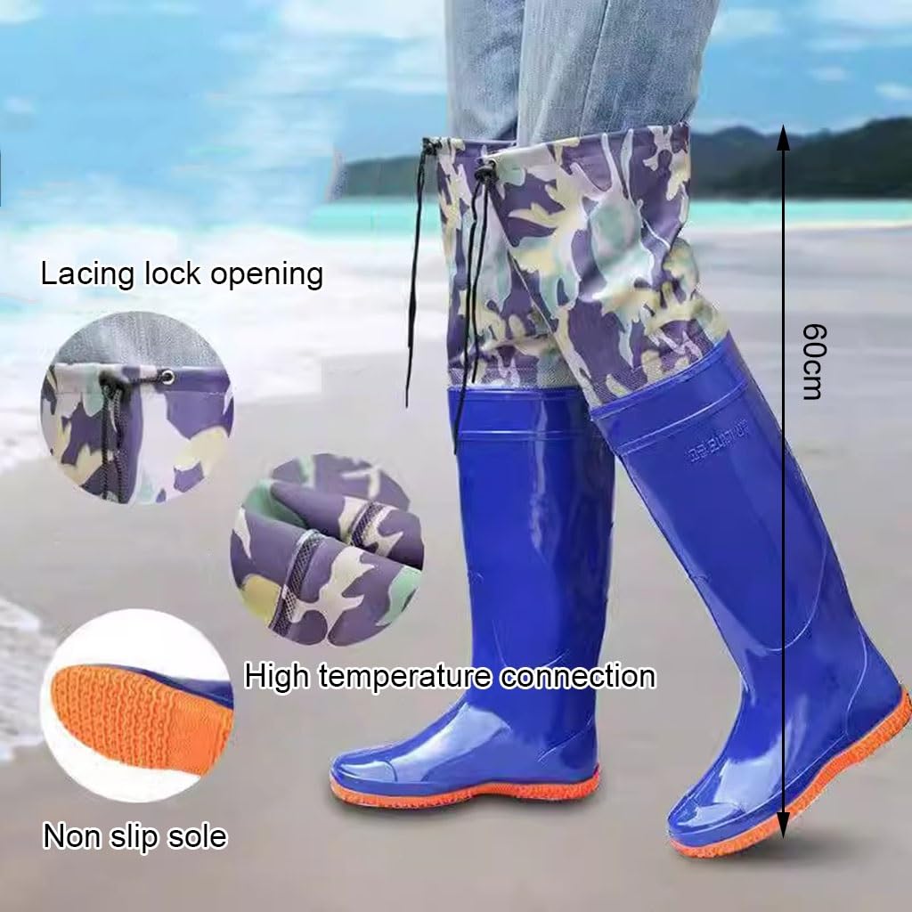 Buty do brodzenia, Wodery wędkarskie Wodery biodrowe Wodery o wysokości 60 cm z pośladkami, wodoodporne buty wędkarskie myśliwskie z PVC dla mężczyzn i kobiet(10)