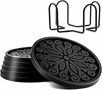 Vista 1 de Posavasos para bebidas, silicona con soporte, juego de 6 – Gran regalo de cumpleaños, inauguración de la casa, decoración de habitación, bar, fiesta