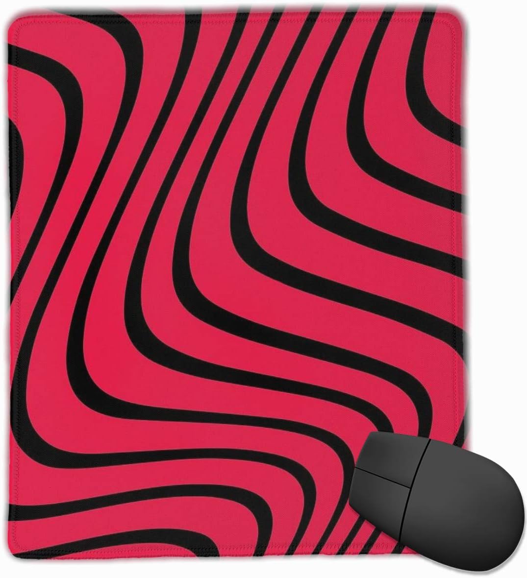 KEEHUA Psychedelic Red & Black Pewdiepie Wave Pattern Non-Slip Rubber Mousepad Gaming Mouse Pad with Stitched Edge 10x12 in