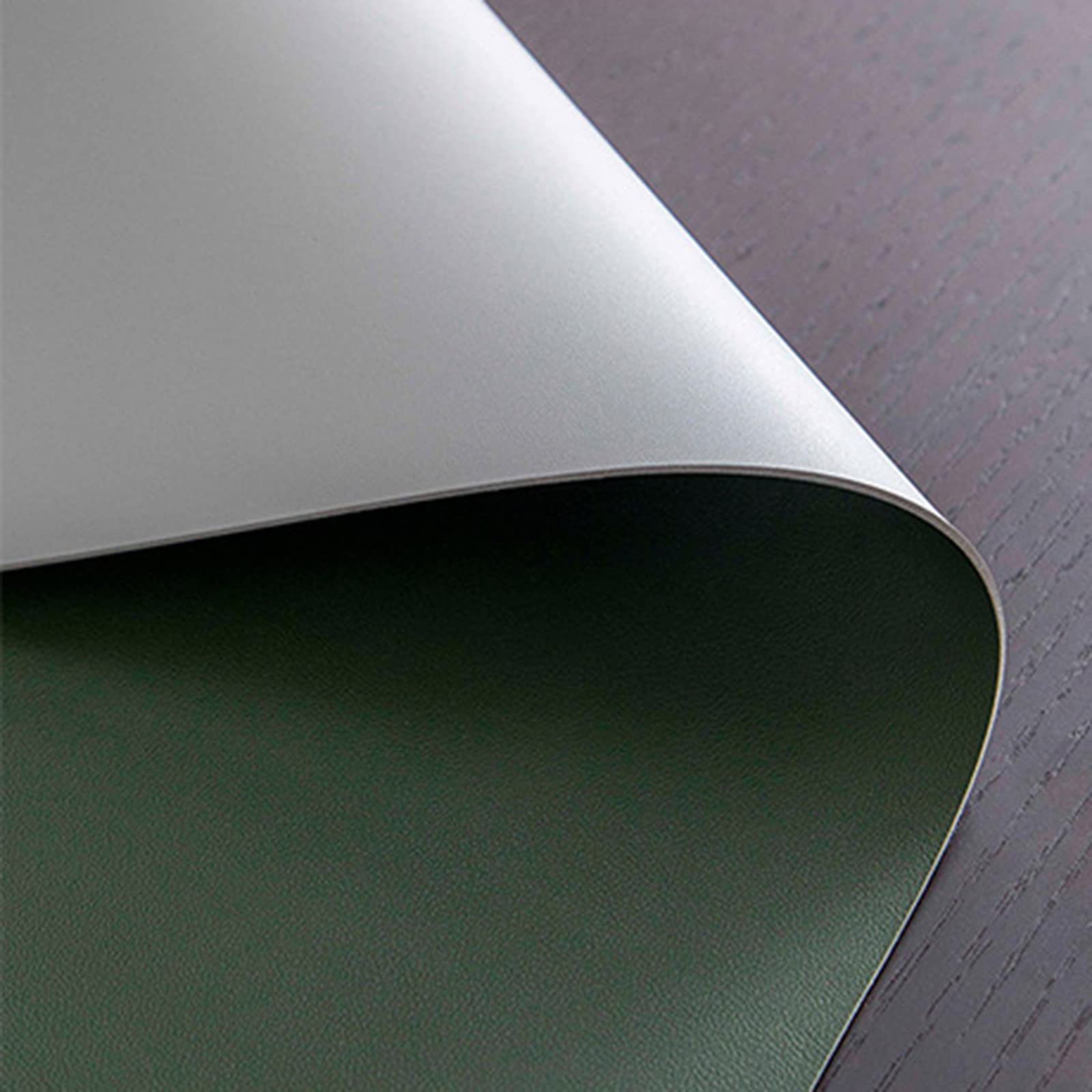 Mantel de Cuero Impermeable Disponible por Ambos Lados Adecuado para Cocina, Sala de Estar, balcón y Oficina Verde Oscuro + Gris 80 * 140cm