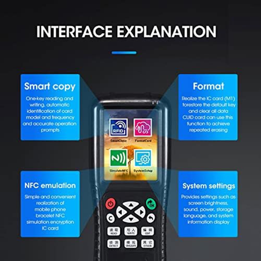 RFID Duplicator Kopiowanie Writer Funkcja dekodowania kart Smart Card Key Machine RFID NFC Copy IC ID Reader Writer