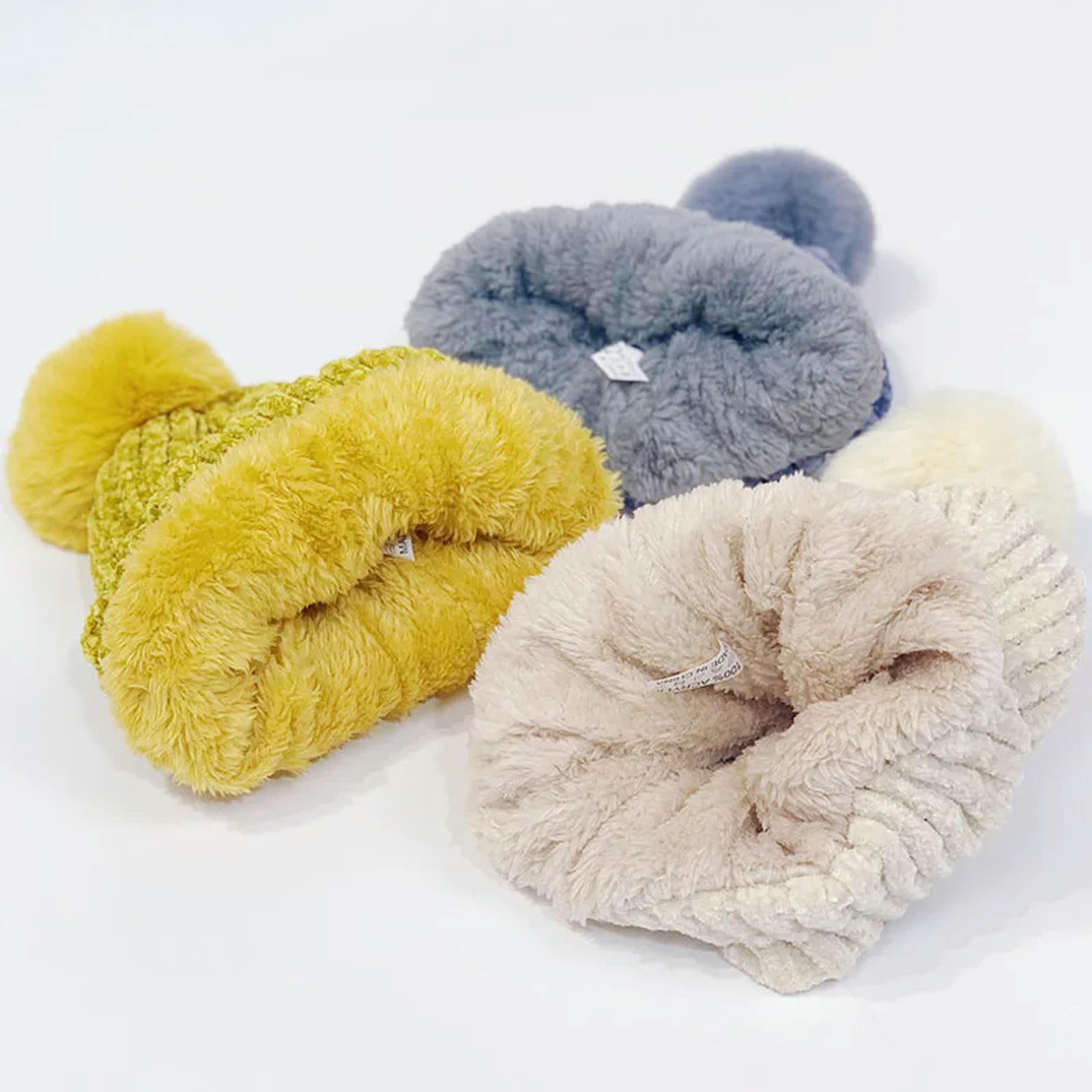 Zonto Wintermütze Schal Handschuh-Sets 3-Teilige Set Von Winter Kinderhutschalhandschuhe Für Kinder Jungen Mädchen Warm Pom Pom Hut Halsschal-Beige-3-36 M Eine Größe