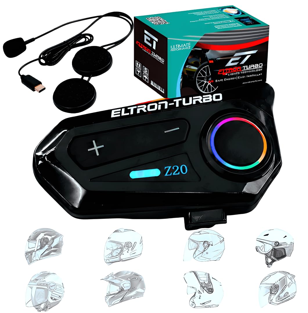 ELTRON TURBO Imported Z20 1 Year Warranty Universal Motorcycles, Scooty Wireless Dual Earphone On-Ear Bluetooth with Mic Calling and Music Supported Voice Assistant for Helmets (Works Android & iOS)