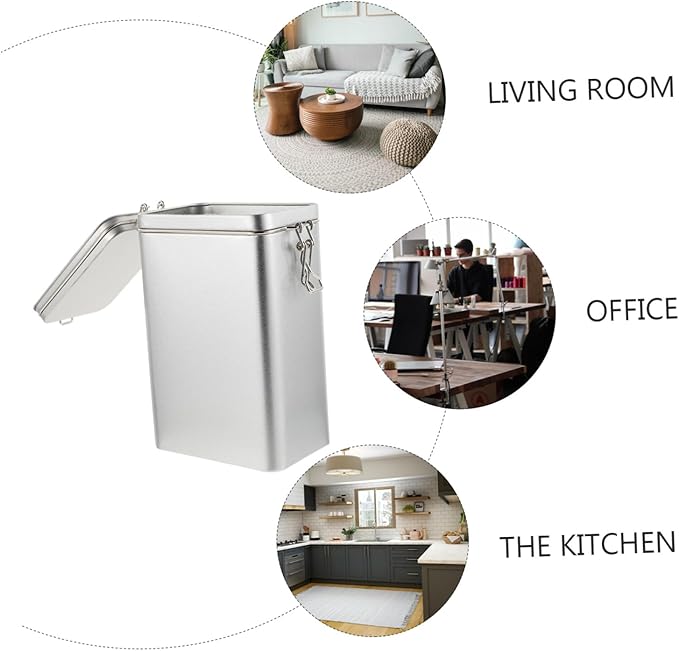 Tarro de almacenamiento de café cuadrado hermético de metal miniatura 4