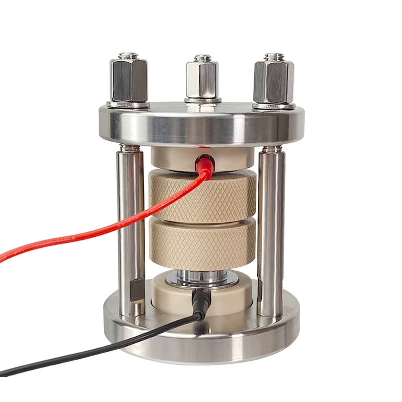 Molde de prueba de batería de estado sólido de 10 mm, accesorio de prueba electroquímica de doble electrodo para experimentos de laboratorio e investigación de baterías, grosor de la tableta ≤ 5 mm