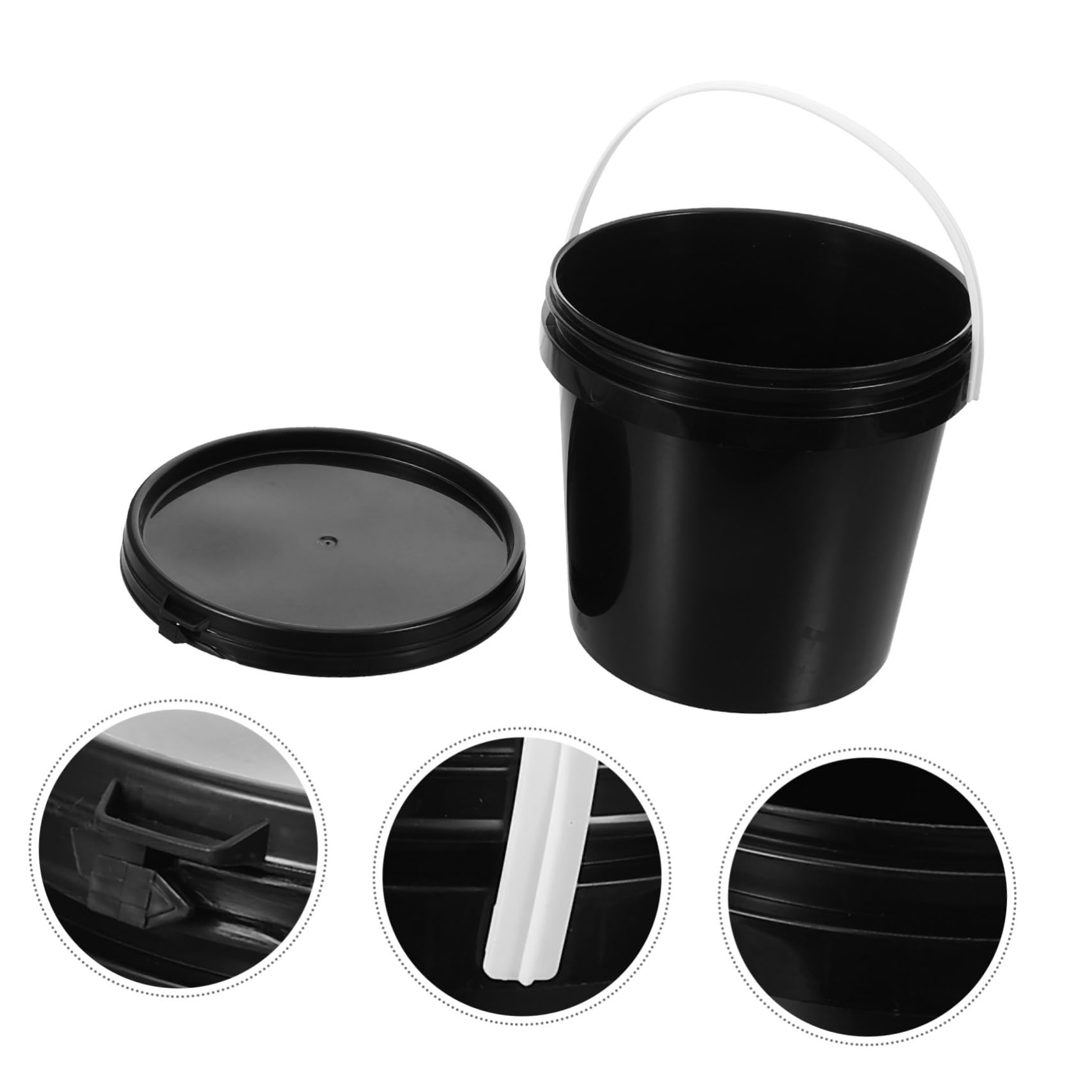 DOITOOL Seau de Peinture Bucket Noir en Plastique Léger de 2l avec Couvercle, pour Rangement Peinture et Usage Domestique Polyvalent