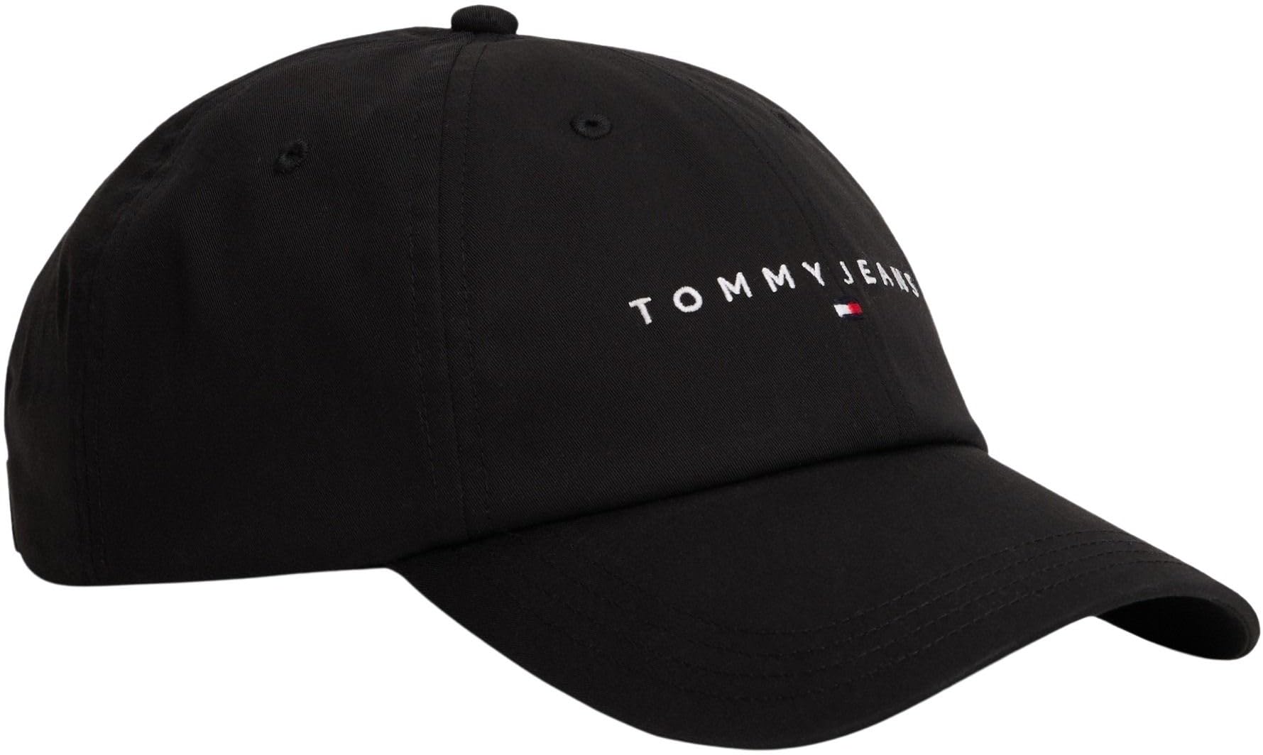Tommy Jeans Womens Tjw Linear Logo 6 Panel Aw0aw16868 Cap, Black