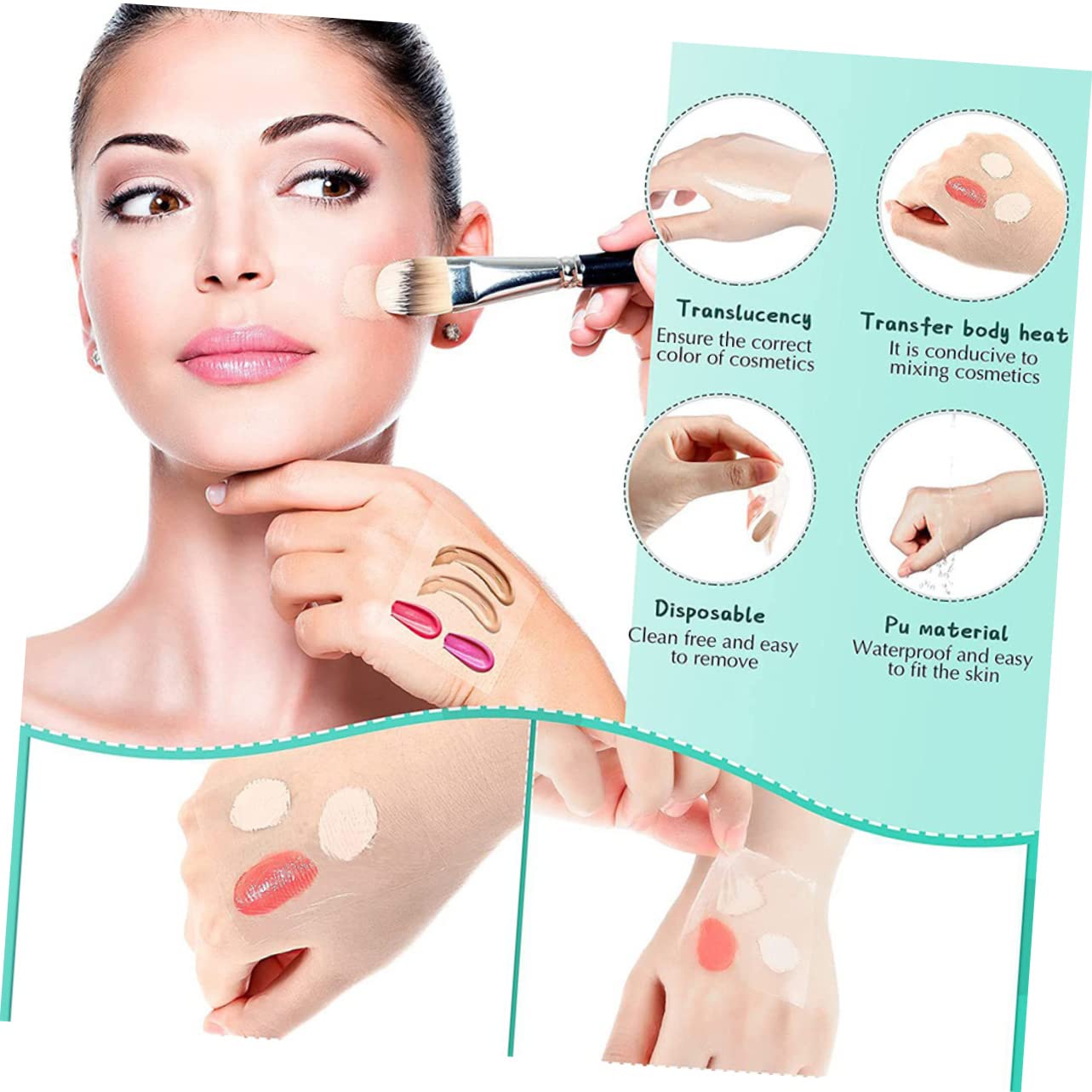 FRCOLOR 300 Pz Trucco Tavolozza di Trucco Padelle Fare Tavolozza Misto Tavolozza Autoadesiva Cosmetica Pallet Liquido Fondotinta Fascio di Fondotinta Pu Impermeabile