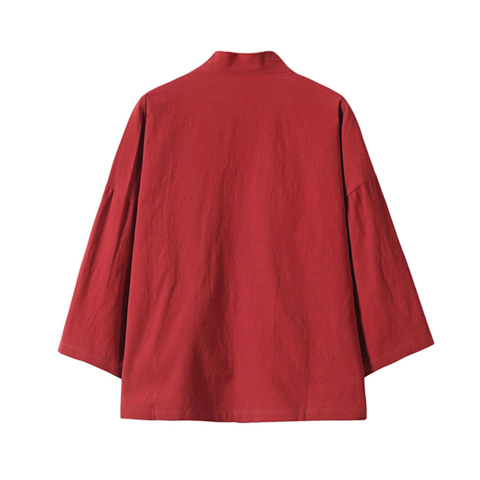 Generico Mantel Herren Kimono Strickjacke Japanisch Bestickt Jacke Baumwolle Leinen Traditionelle Ärmel Männliche Kleidung Yukata Elegant Atmungsaktiv Lässig Leicht Regular Fit Vielseitig