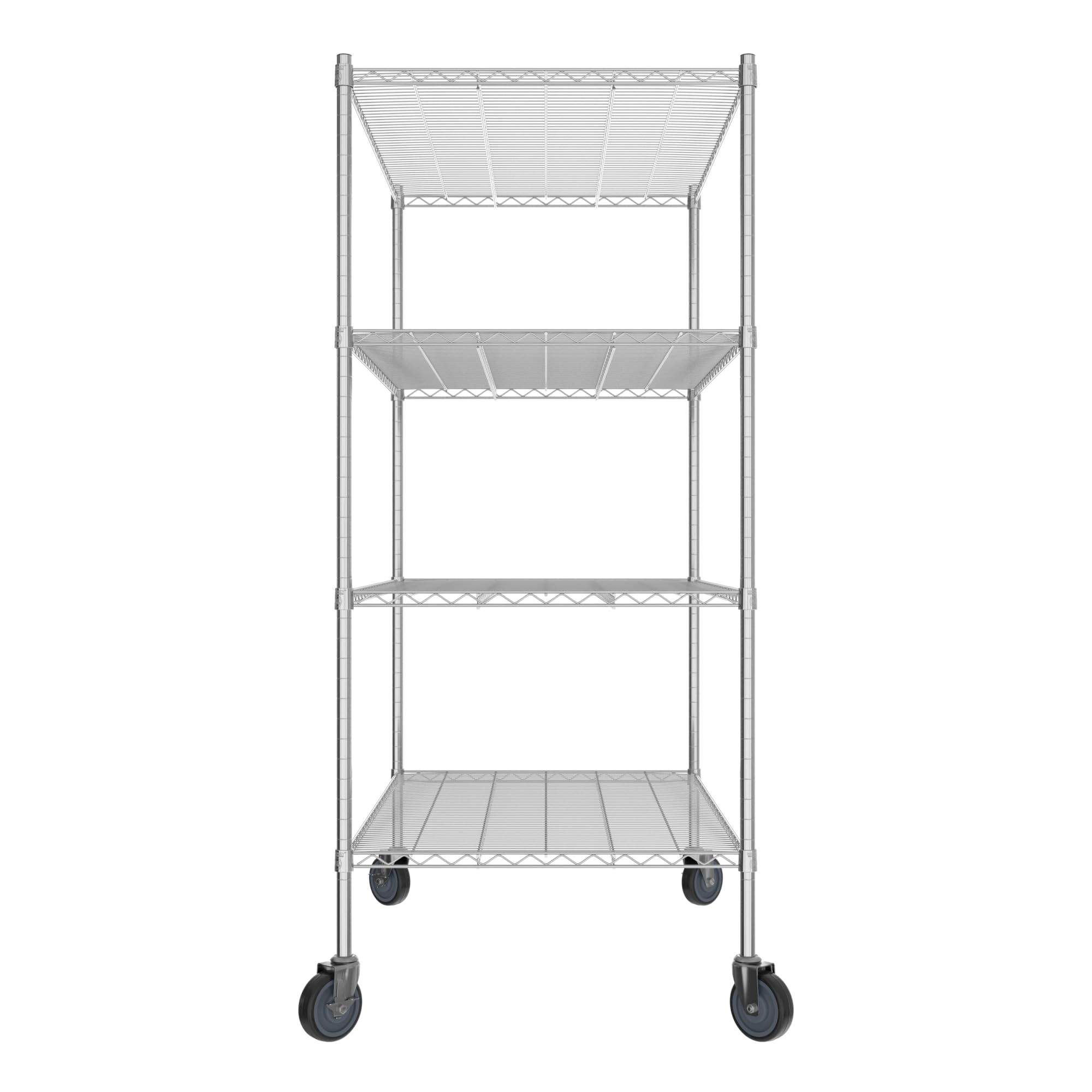 QUIET BOOK Commercial NSF Listed Chrome Mobile Wire Shelving Kit 30