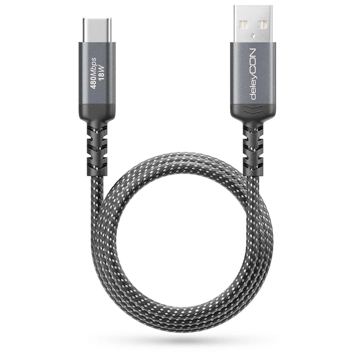 deleyCON 1m Cavo USB-A a USB-C Cavo di Ricarica e Dati per iPhone 17 15 16 Pro Max Air Galaxy A16 A56 S25 S24 S23 Pixel iPad Pro Air Tablet AirPods Notebook Switch PS5